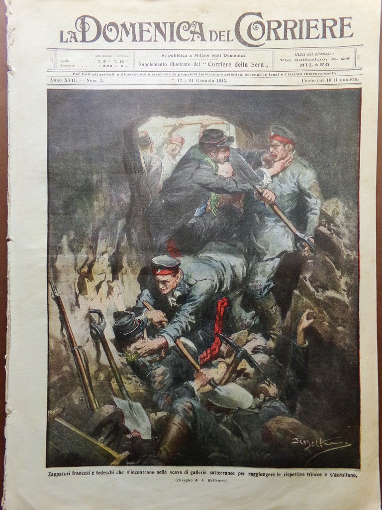 La Domenica del Corriere 17 Gennaio 1915 WW1 Sede Crusca …