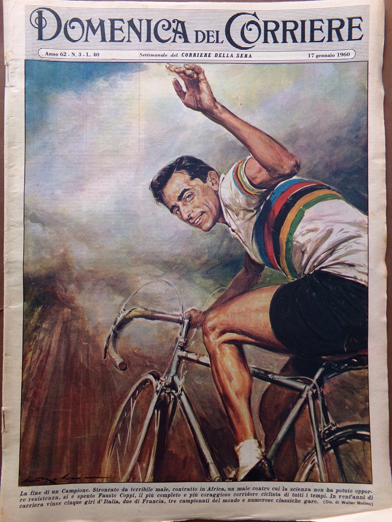 La Domenica del Corriere 17 Gennaio 1960 Morte Fausto Coppi …