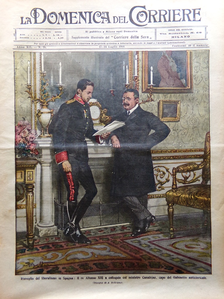La Domenica del Corriere 17 Luglio 1910 Johnson Reims Roche …