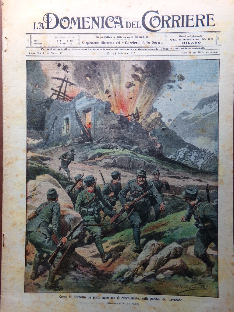 La Domenica del Corriere 17 Ottobre 1915 WW1 Bulgaria Lavarone …