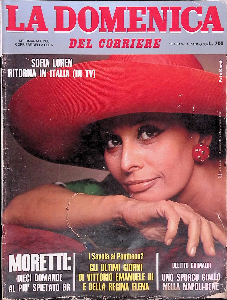 La Domenica del Corriere 18 Aprile 1981 Giotto Sofia Loren …