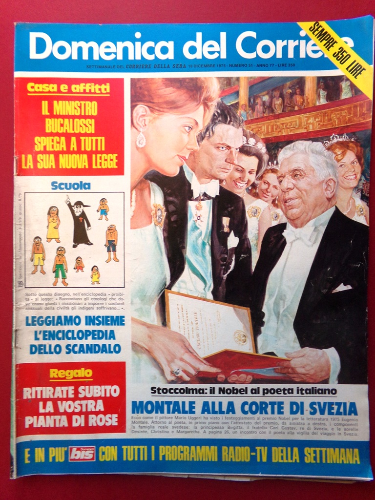 La Domenica del Corriere 18 Dicembre 1975 Nobel Montale Bianca …