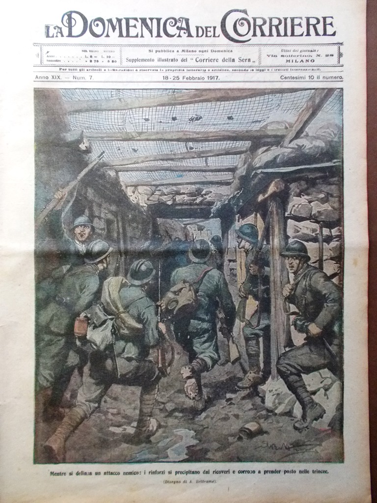 La Domenica del Corriere 18 Febbraio 1917 WW1 Nivelle Reims …