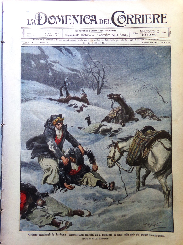 La Domenica del Corriere 18 Gennaio 1914 Alluvione Scicli Neve …
