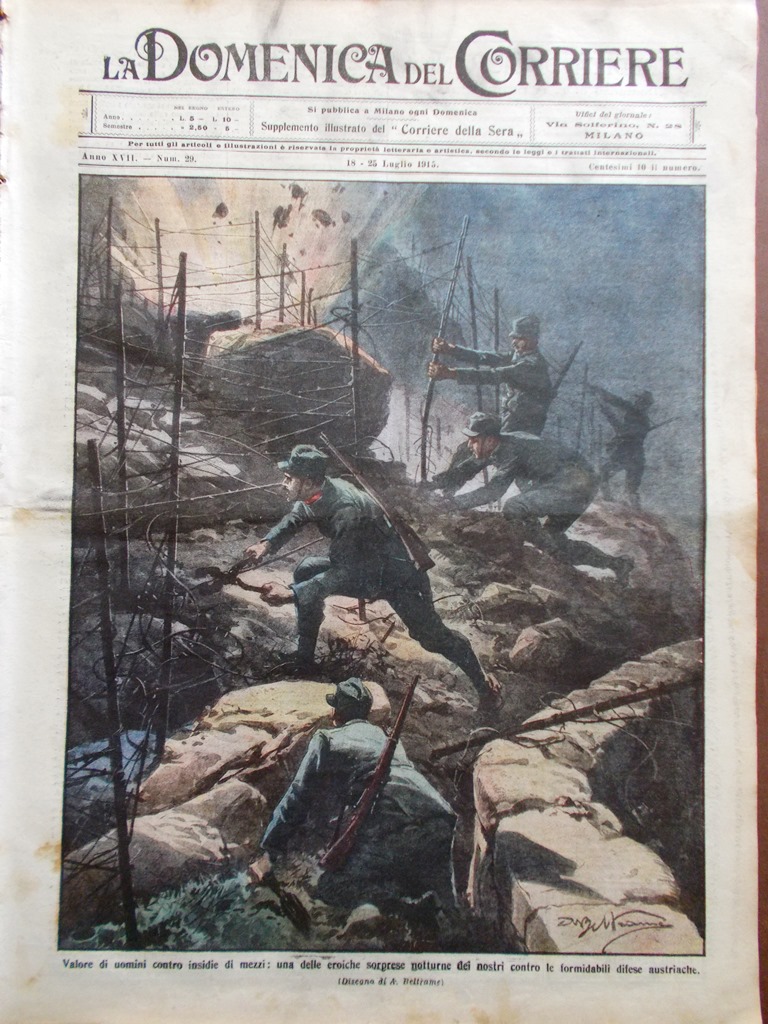 La Domenica del Corriere 18 Luglio 1915 WW1 D'Annunzio Veterani …