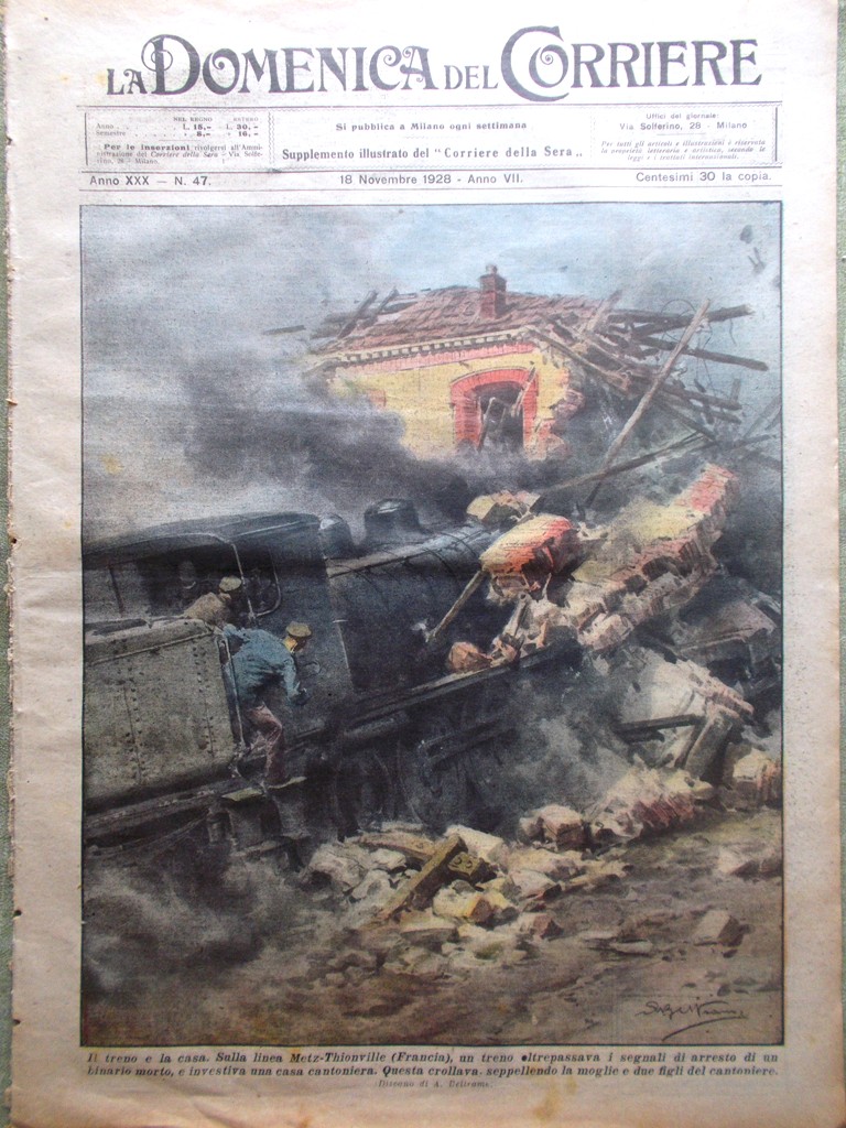 La Domenica del Corriere 18 Novembre 1928 Zeppelin Hoover Harakiri …