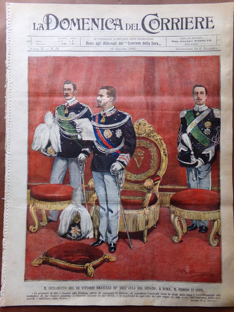 La Domenica del Corriere 19 Agosto 1900 Assassinio Re Umberto …