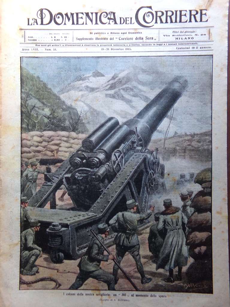 La Domenica del Corriere 19 Dicembre 1915 WW1 Trentino Sarca …