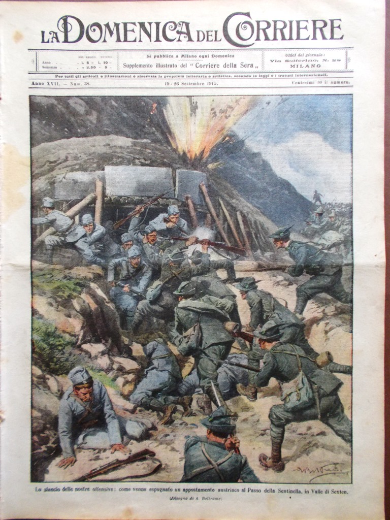 La Domenica del Corriere 19 Settembre 1915 WW1 Joffre Calandra …