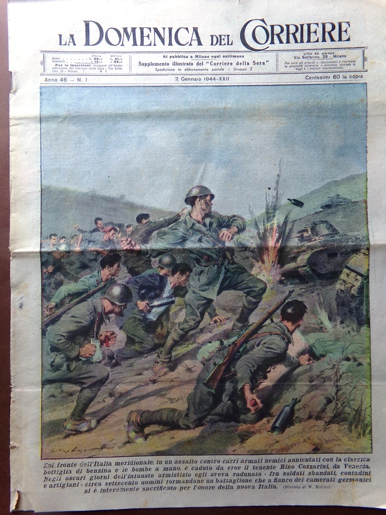 La Domenica del Corriere 2 Gennaio 1944 WW2 Cozzarini Tasso …