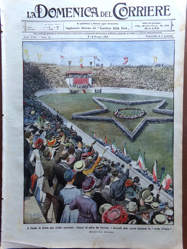 La Domenica del Corriere 2 Maggio 1915 WW1 Natale Roma …