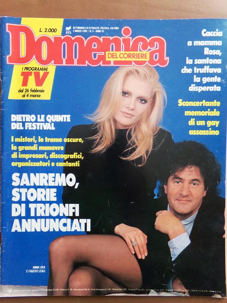 La Domenica del Corriere 2 Marzo 1989 Rushdie Carrà Sarah …
