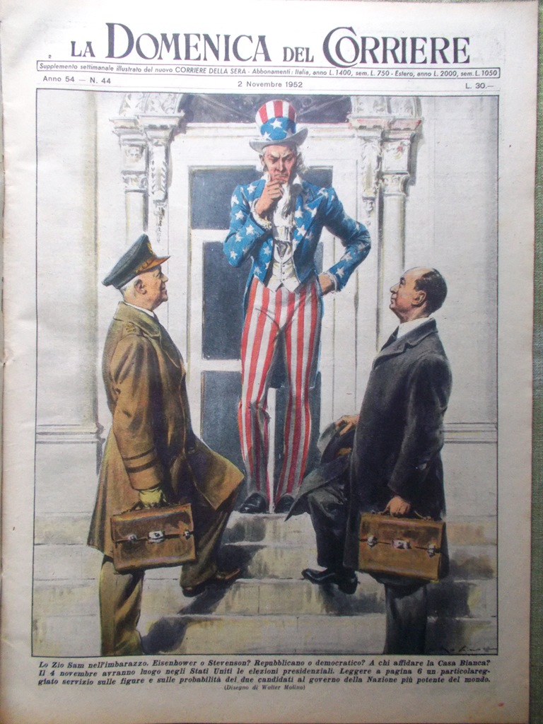La Domenica del Corriere 2 Novembre 1952 Presidenziali Usa Gardner …