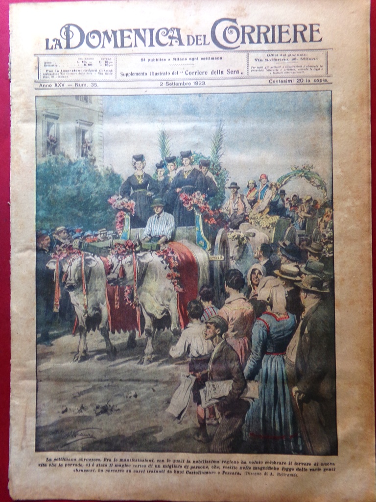 La Domenica del Corriere 2 Settembre 1923 Abruzzo Tiraboschi Motociclette …