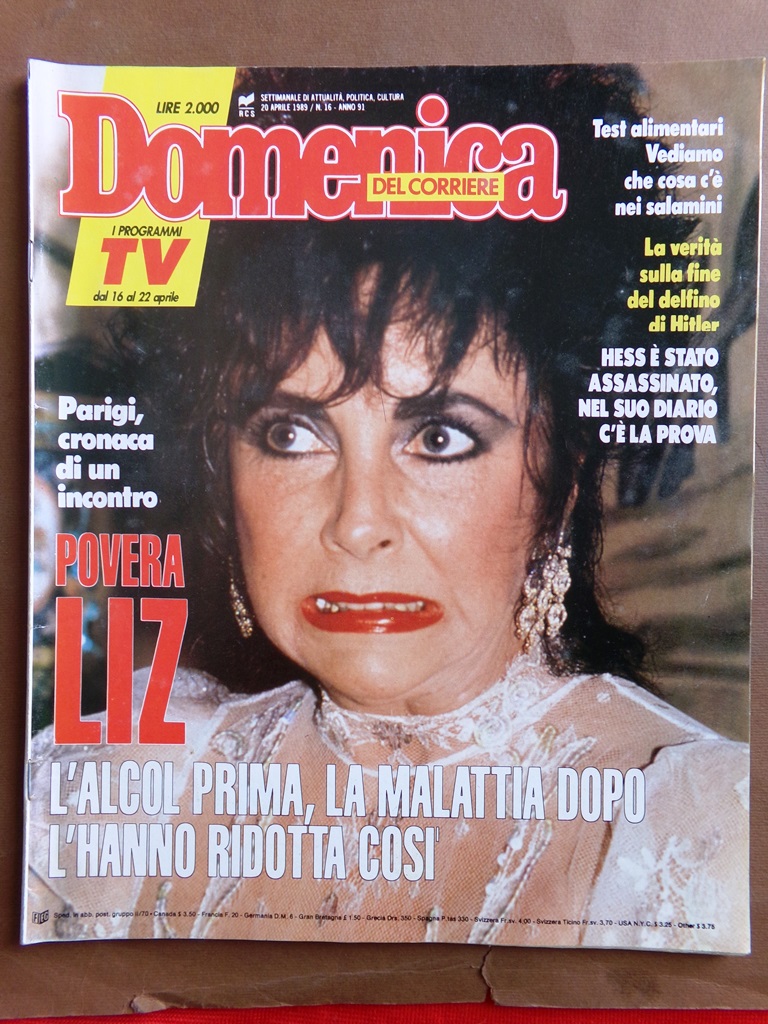 La Domenica del Corriere 20 Aprile 1989 Liz Taylor Hess …
