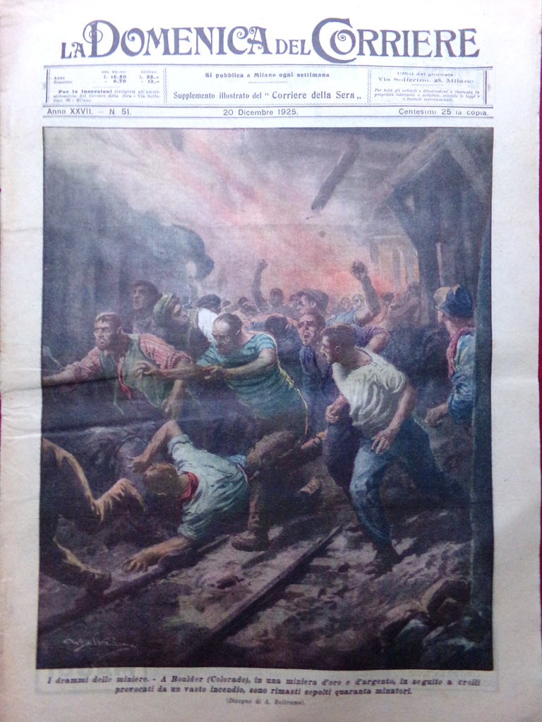 La Domenica del Corriere 20 Dicembre 1925 Pinedo Miniera Boulder …