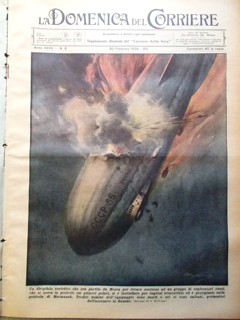 La Domenica del Corriere 20 Febbraio 1938 Csardas Balene Aurora …