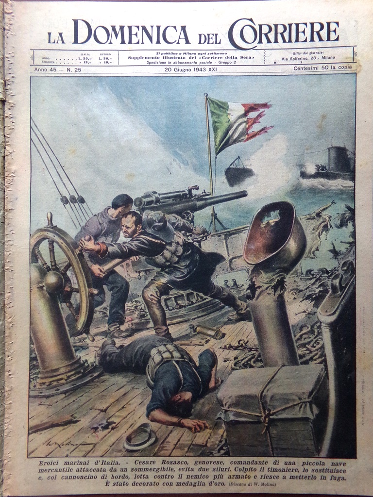La Domenica del Corriere 20 Giugno 1943 WW2 Cuban Rosasco …