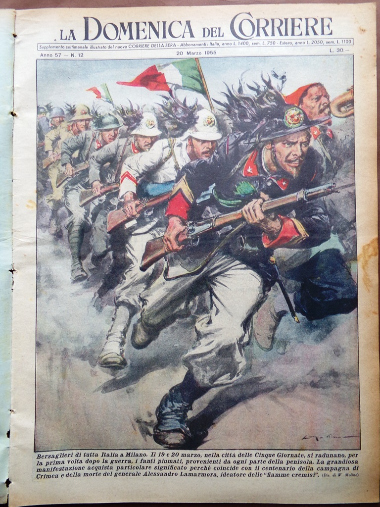 La Domenica del Corriere 20 Marzo 1955 Bersaglieri Fleming Caron …