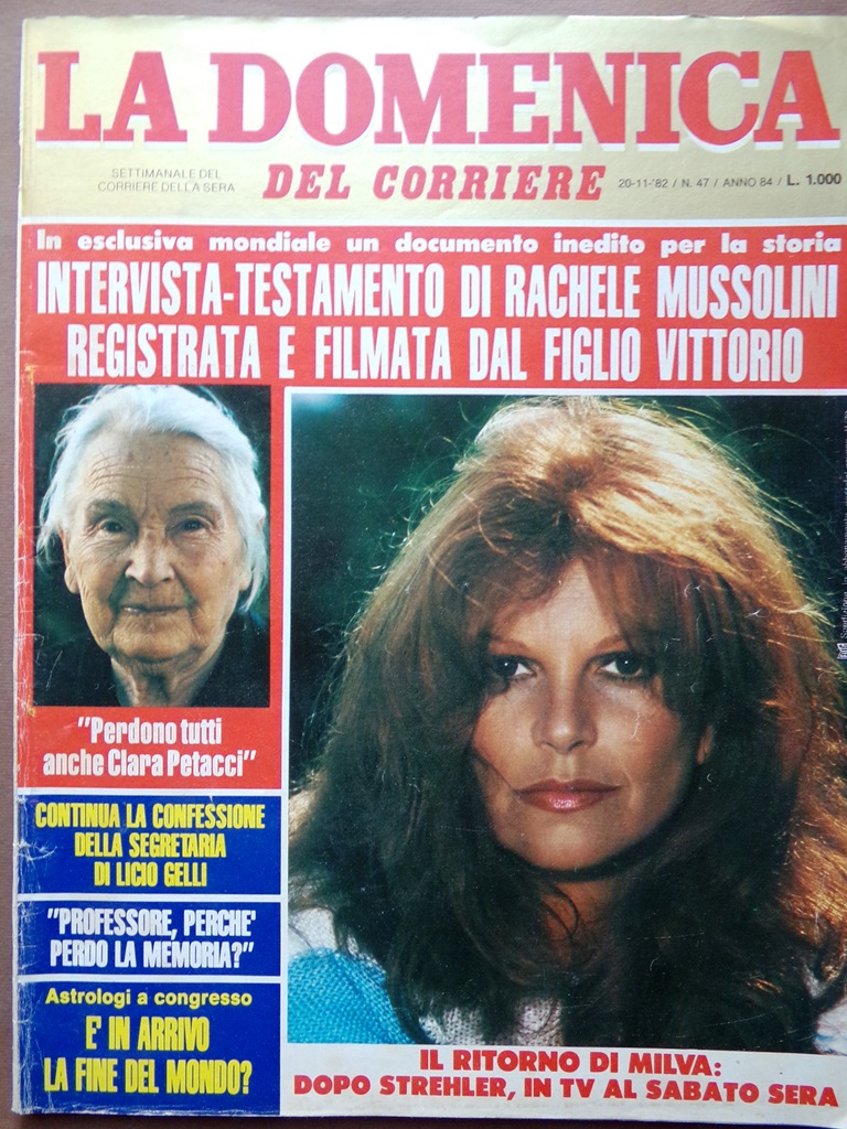 La Domenica del Corriere 20 Novembre 1982 Gelli Simoni Orfei …