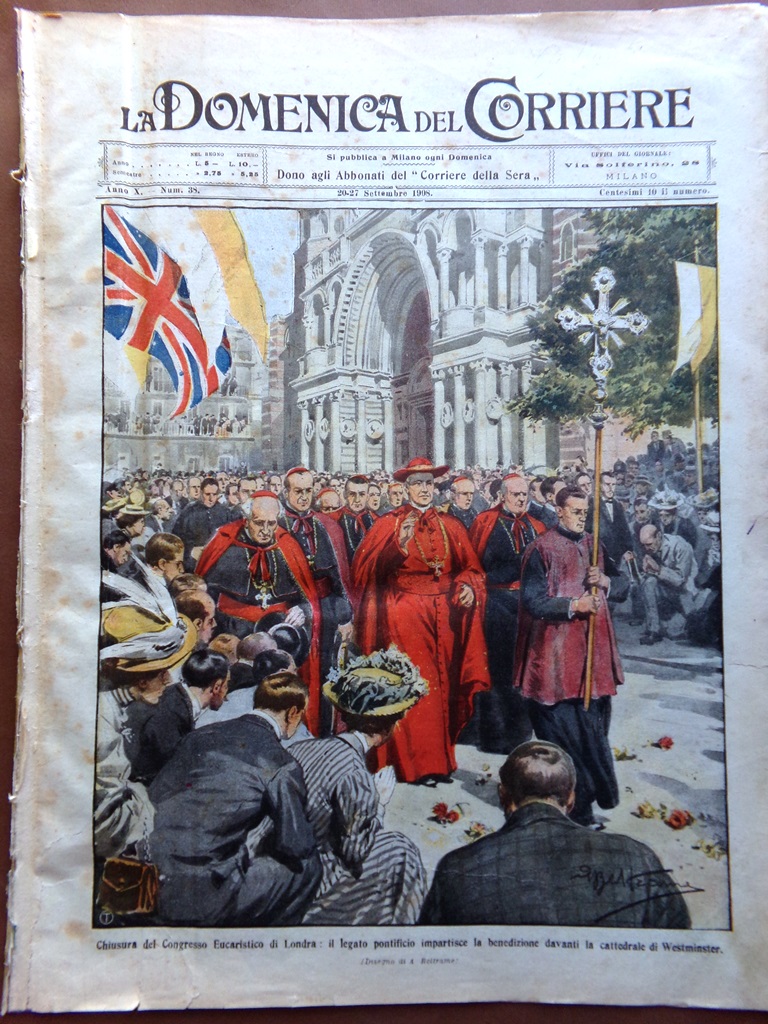 La Domenica del Corriere 20 Settembre 1908 Analfabetismo Congresso Eucaristico