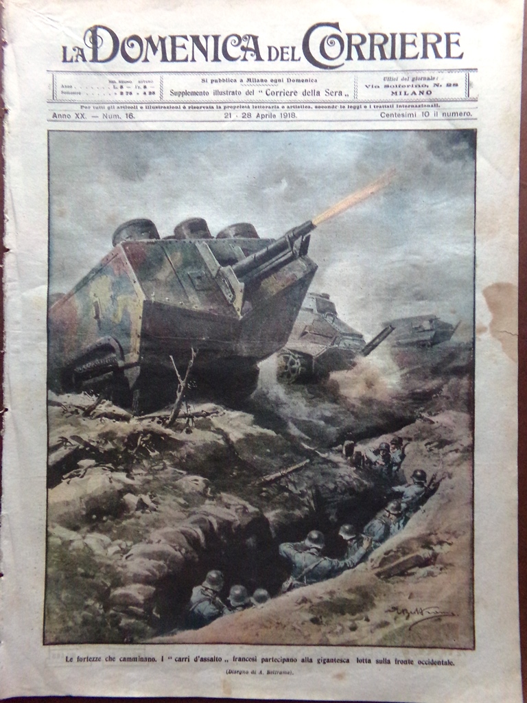 La Domenica del Corriere 21 Aprile 1918 WW1 Fronte Italia …