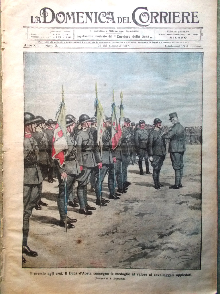 La Domenica del Corriere 21 Gennaio 1917 WW1 Morte Buffalo …