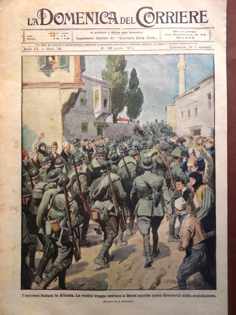 La Domenica del Corriere 21 Luglio 1918 WW1 Scianna Ingresso …