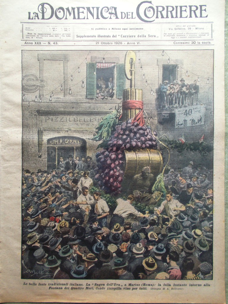 La Domenica del Corriere 21 Ottobre 1928 Sagra Uva Marino …