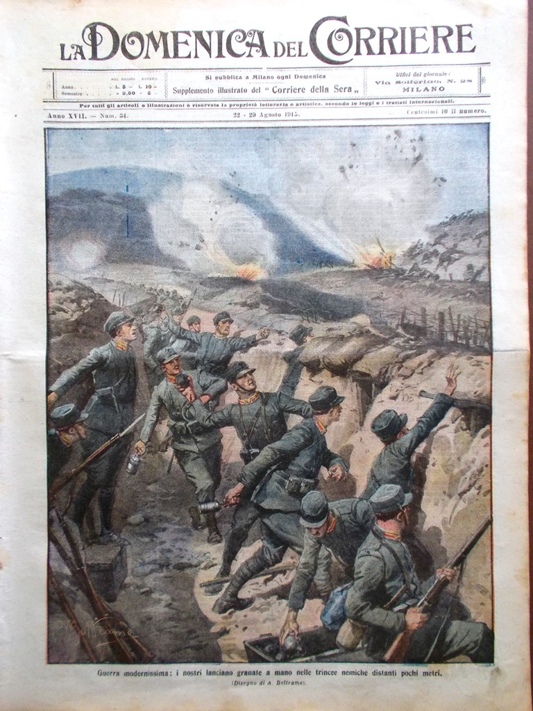 La Domenica del Corriere 22 Agosto 1915 WW1 D'Annunzio su …