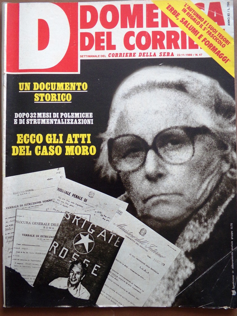 La Domenica del Corriere 22 Novembre 1980 Caso Moro Papa …