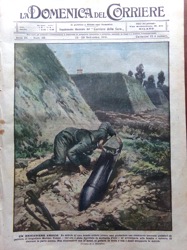 La Domenica del Corriere 22 Settembre 1918 WW1 Martino Veduti …