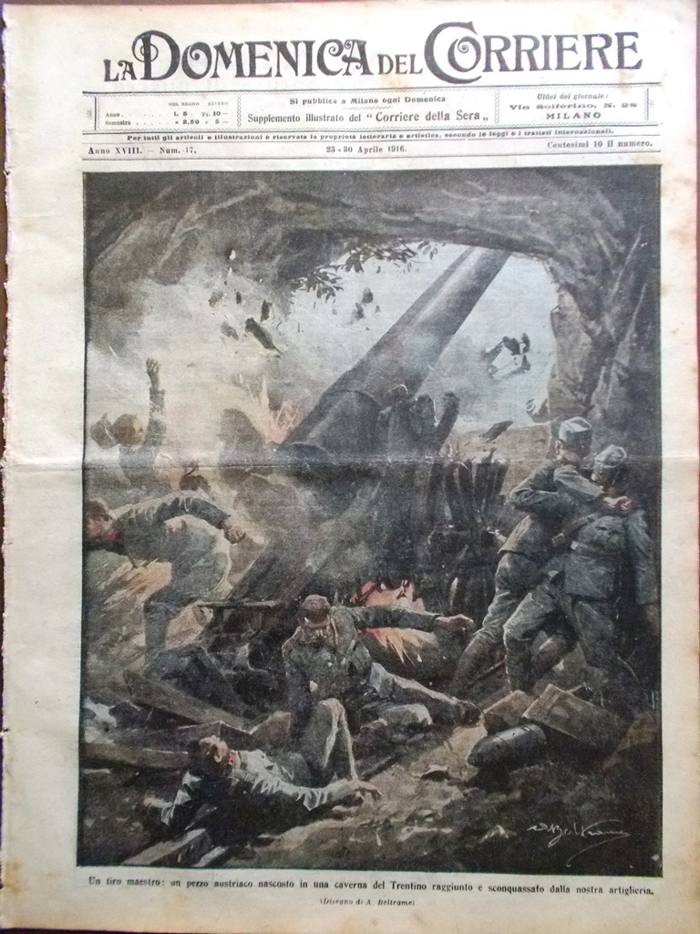 La Domenica del Corriere 23 Aprile 1916 WW1 Cristo di …