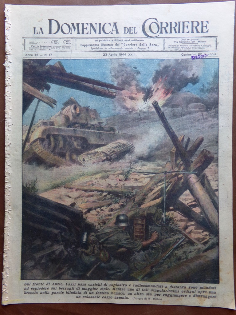 La Domenica del Corriere 23 Aprile 1944 WW2 Lully Cartoni …