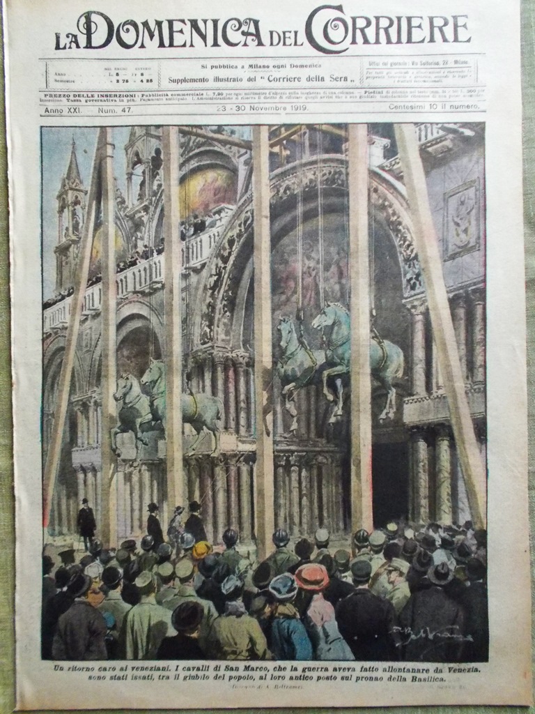 La Domenica del Corriere 23 Novembre 1919 Cavalli San Marco …