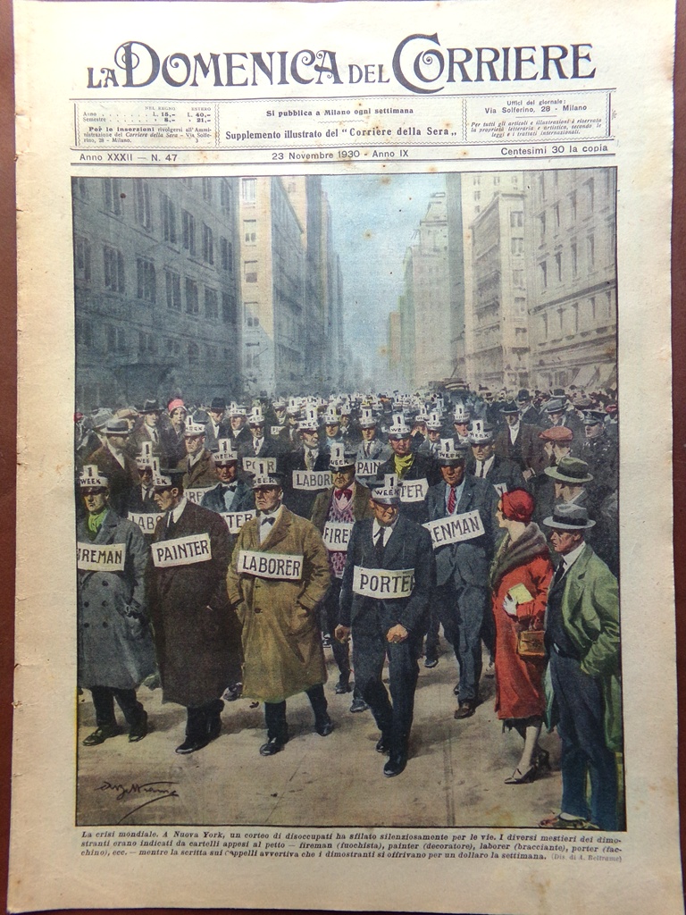 La Domenica del Corriere 23 Novembre 1930 Girl Carnera Crisi …