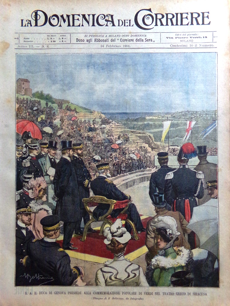 La Domenica del Corriere 24 Febbraio 1901 Verdi Alimenti Fontana …