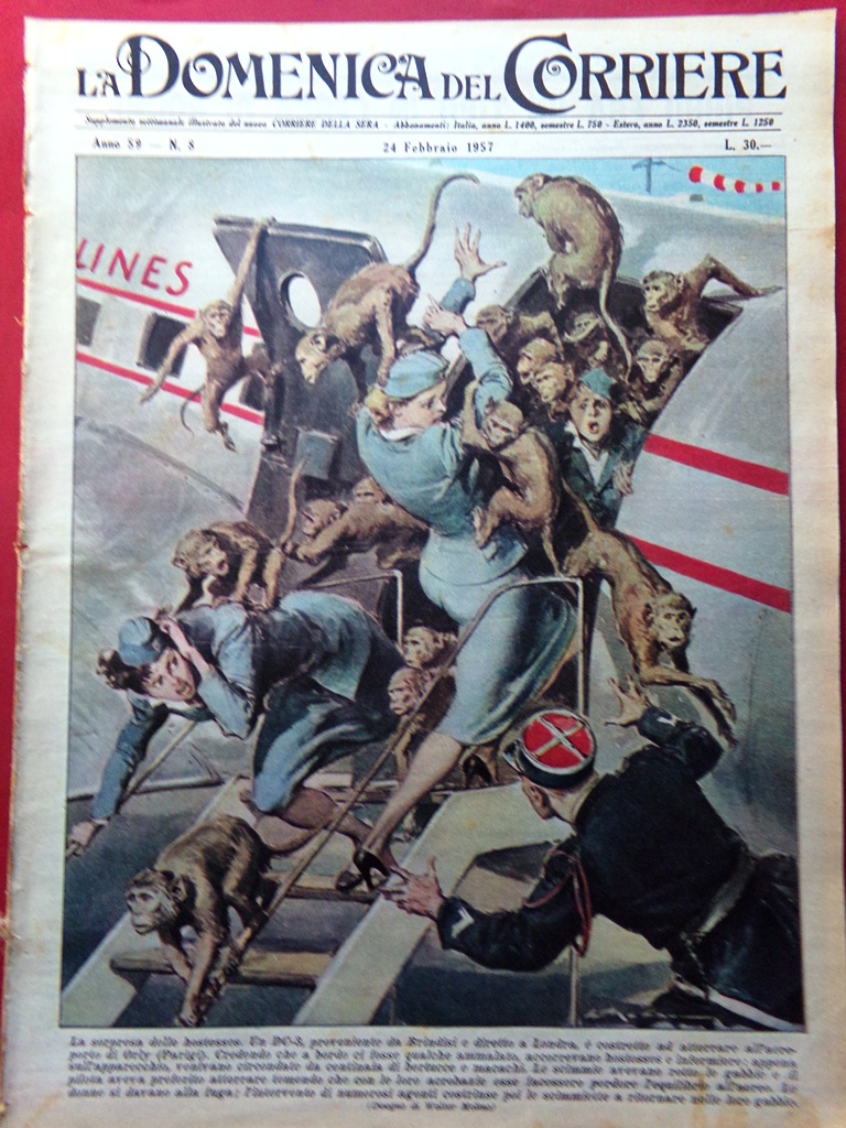 La Domenica del Corriere 24 Febbraio 1957 Palmer Dischi Volanti …