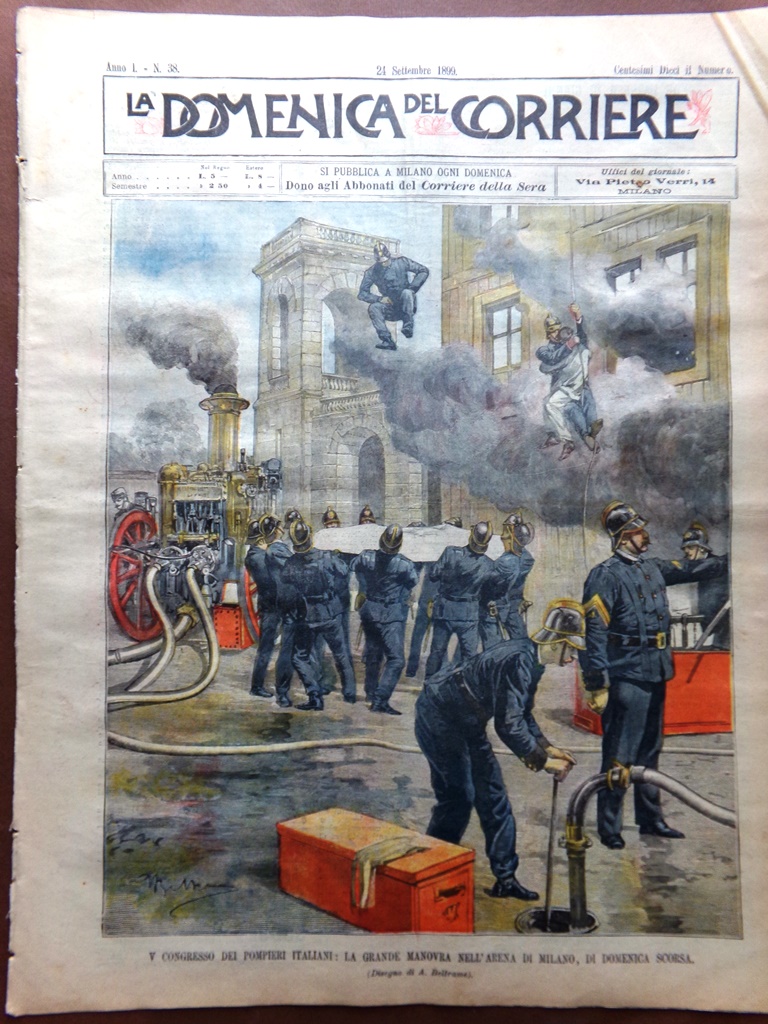 La Domenica del Corriere 24 Settembre 1899 Congresso di Pompieri …