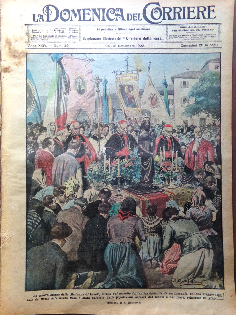 La Domenica del Corriere 24 Settembre 1922 Madonna Loreto Gersfeld …