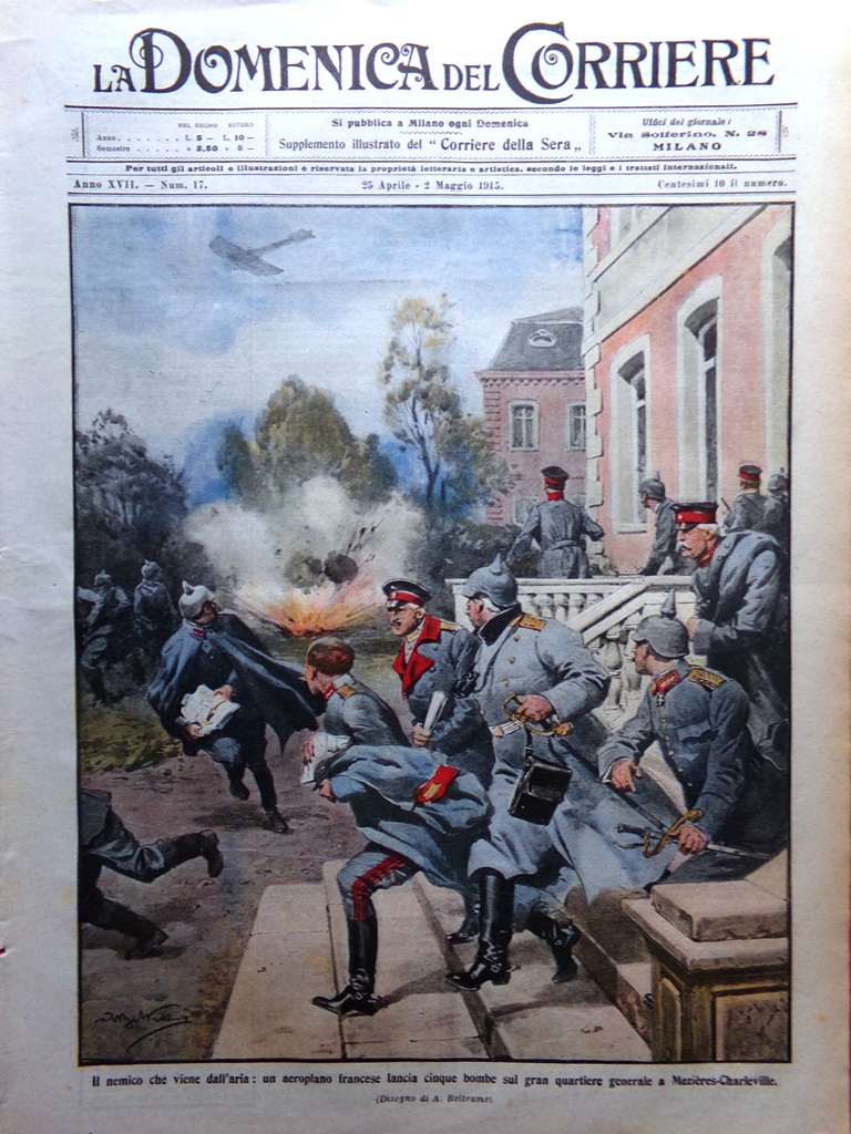 La Domenica del Corriere 25 Aprile 1915 WW1 Benelli Francia …