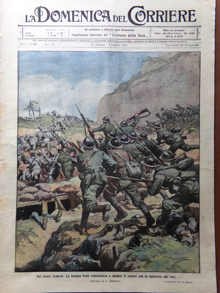 La Domenica del Corriere 25 Giugno 1916 WW1 Val d'Astico …