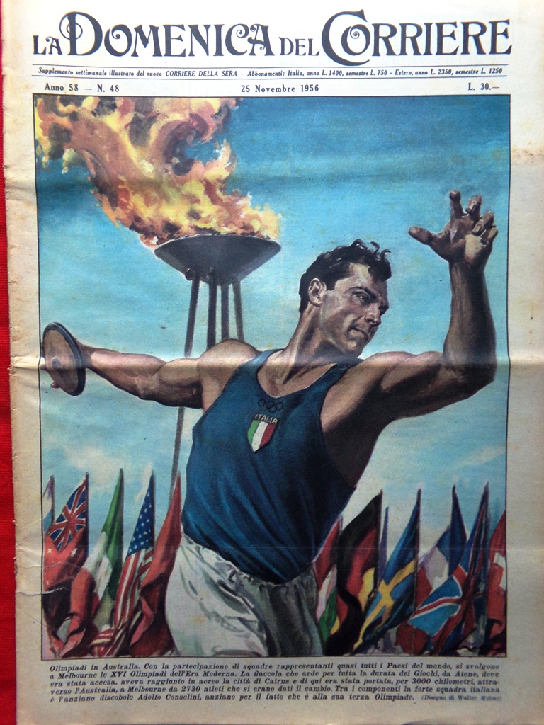 La Domenica del Corriere 25 Novembre 1956 Olimpiadi Consolini Roman …