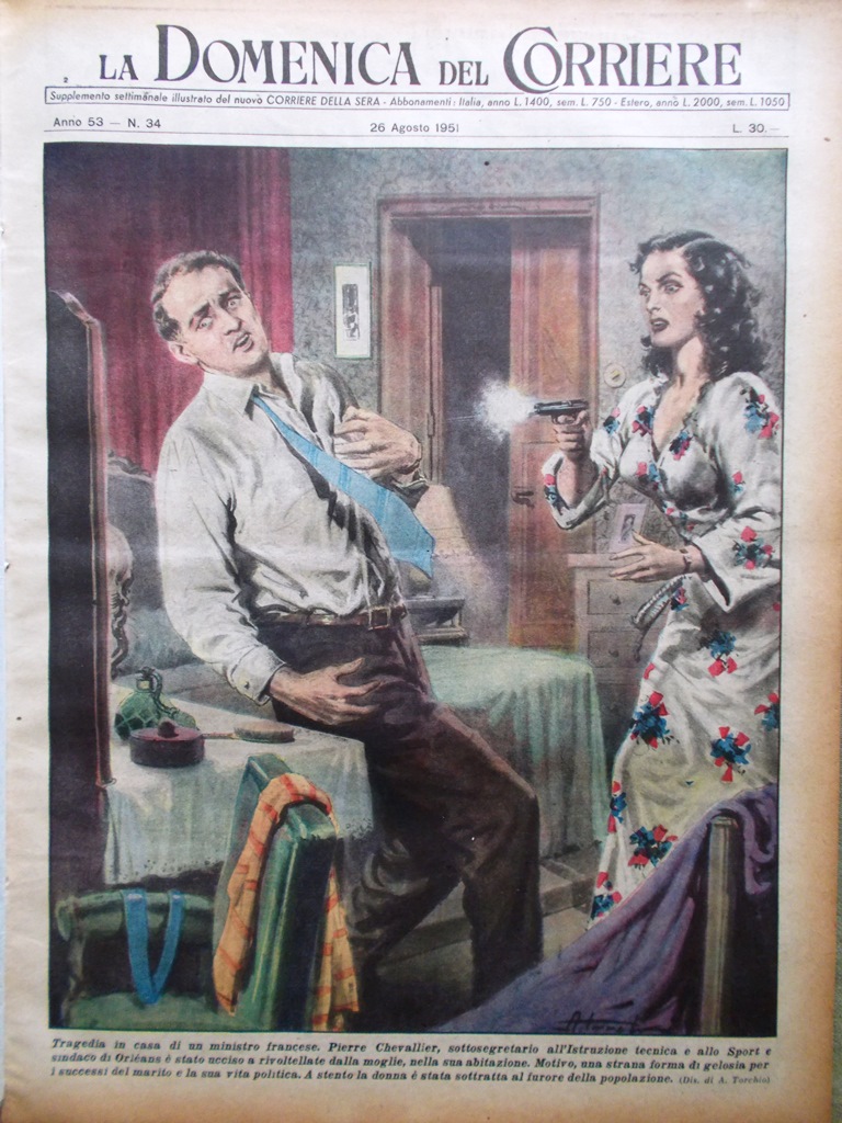 La Domenica del Corriere 26 Agosto 1951 Jouvet Chevallier Notaio …