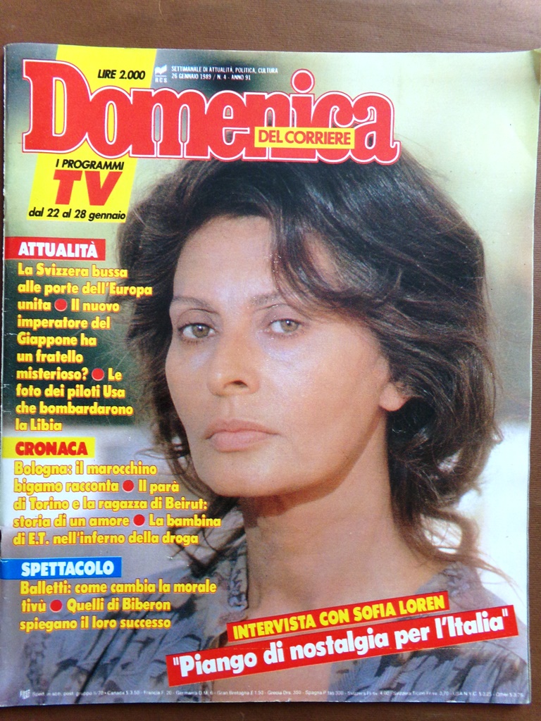 La Domenica del Corriere 26 Gennaio 1989 Loren Biberon Winkler …