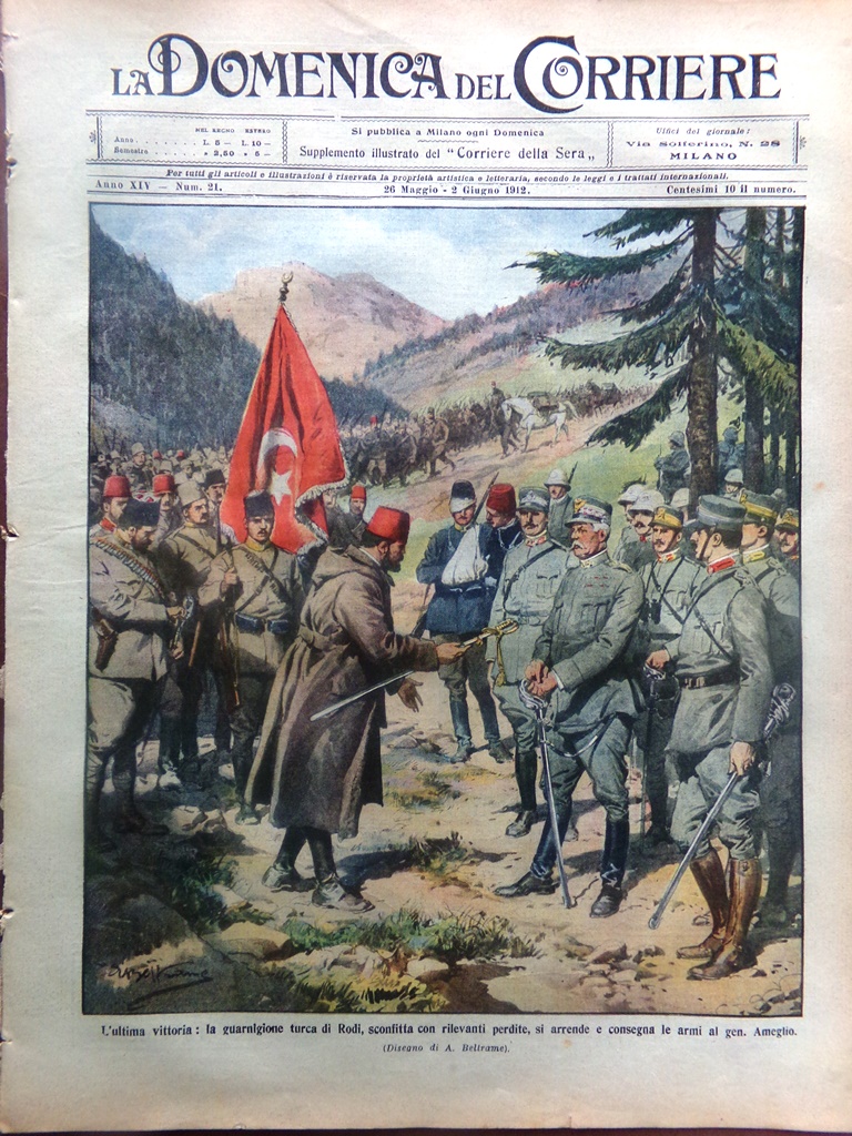 La Domenica del Corriere 26 Maggio 1912 Resa di Rodi …