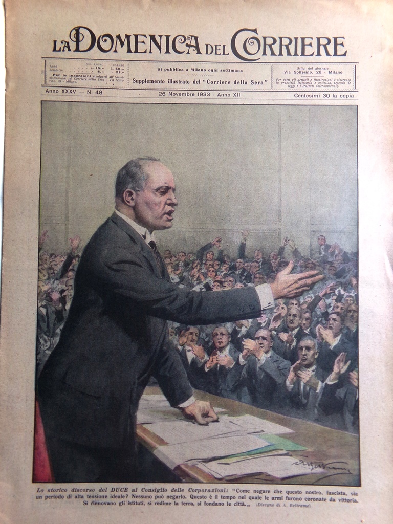 La Domenica del Corriere 26 Novembre 1933 Duce Malibran Marconi …
