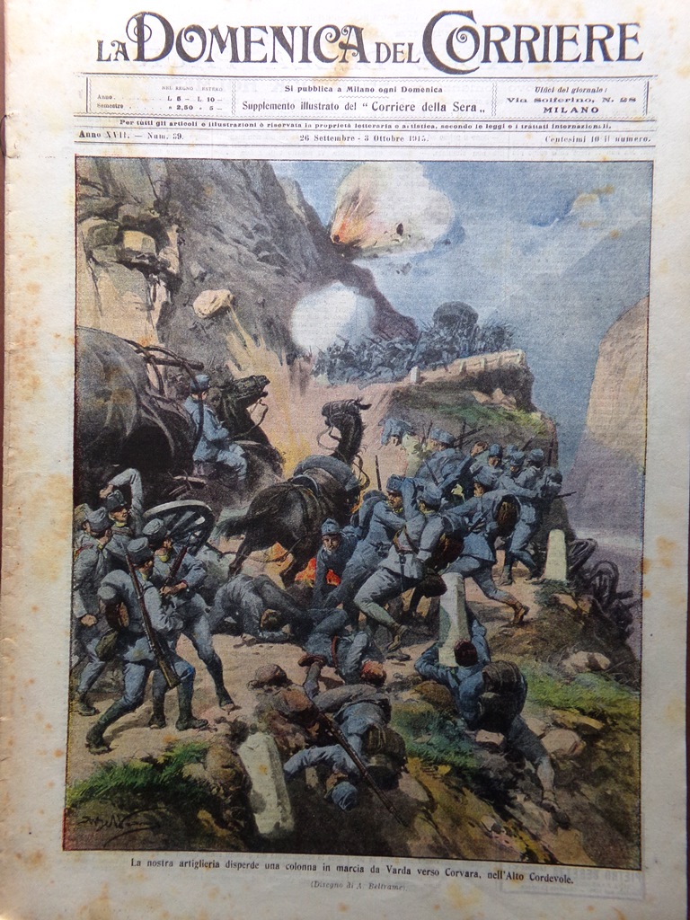 La Domenica del Corriere 26 Settembre 1915 WW1 Laura Minghetti …