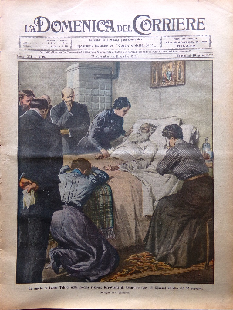 La Domenica del Corriere 27 Novembre 1910 Morte Tolstoi Carolus …