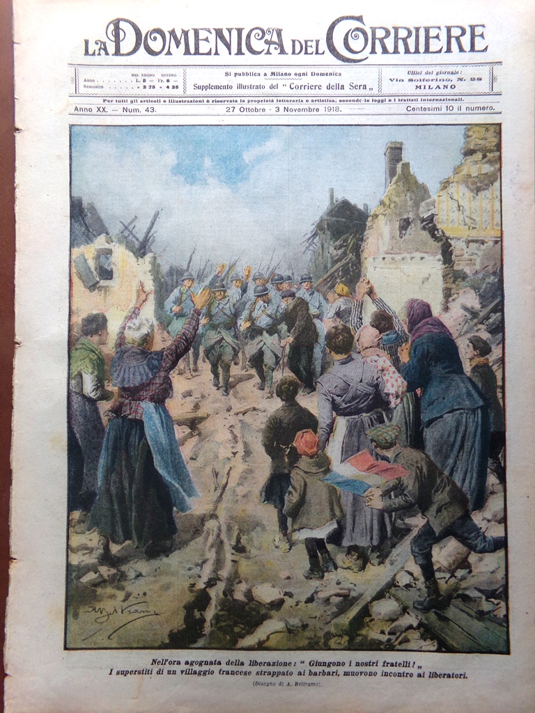 La Domenica del Corriere 27 Ottobre 1918 WW1 Francia Belgio …